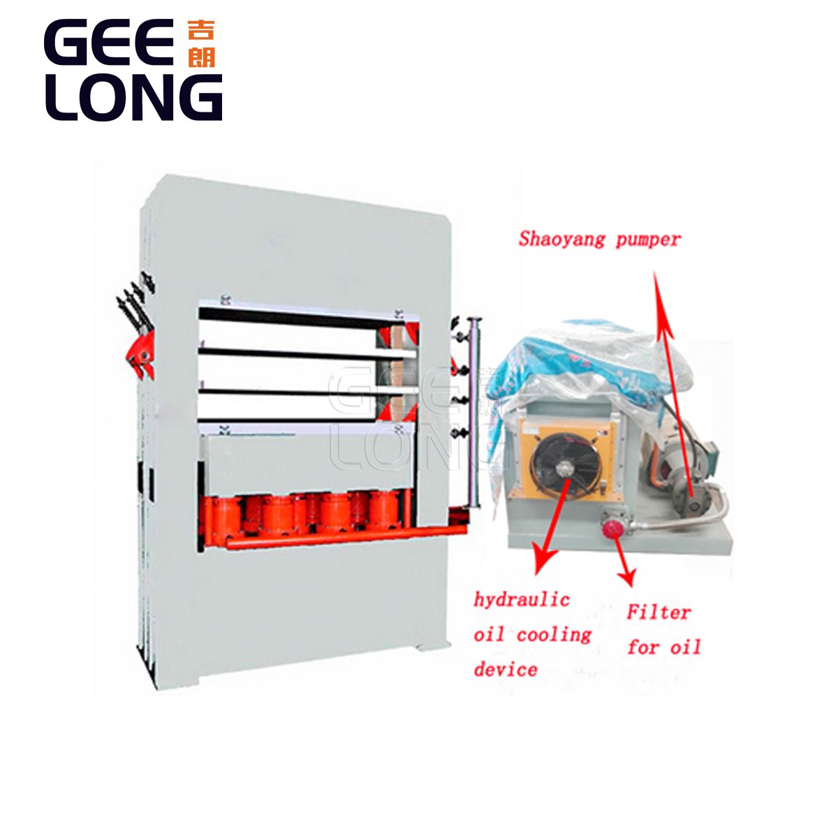 Mesin press panas kulit pintu MDF